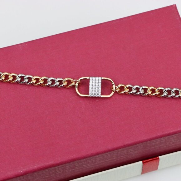 Stylish Rose Gold and Silver Dual Tone Bracelet with Crystal Accent, XPBL0633 : - Picture 10 of 12